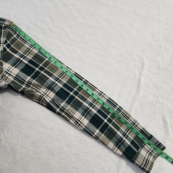 L.L. BEAN Signature Men's Plaid Shirt Slim Fit Green Cotton Pockets Large Tall - Picture 10 of 12